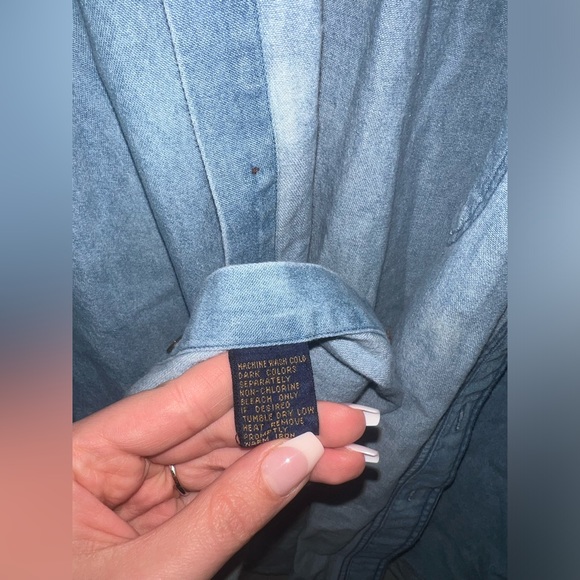 Chaps x Ralph Lauren Denim Button Down Shirt Size 34-35 collar 17.5 - Picture 4 of 6